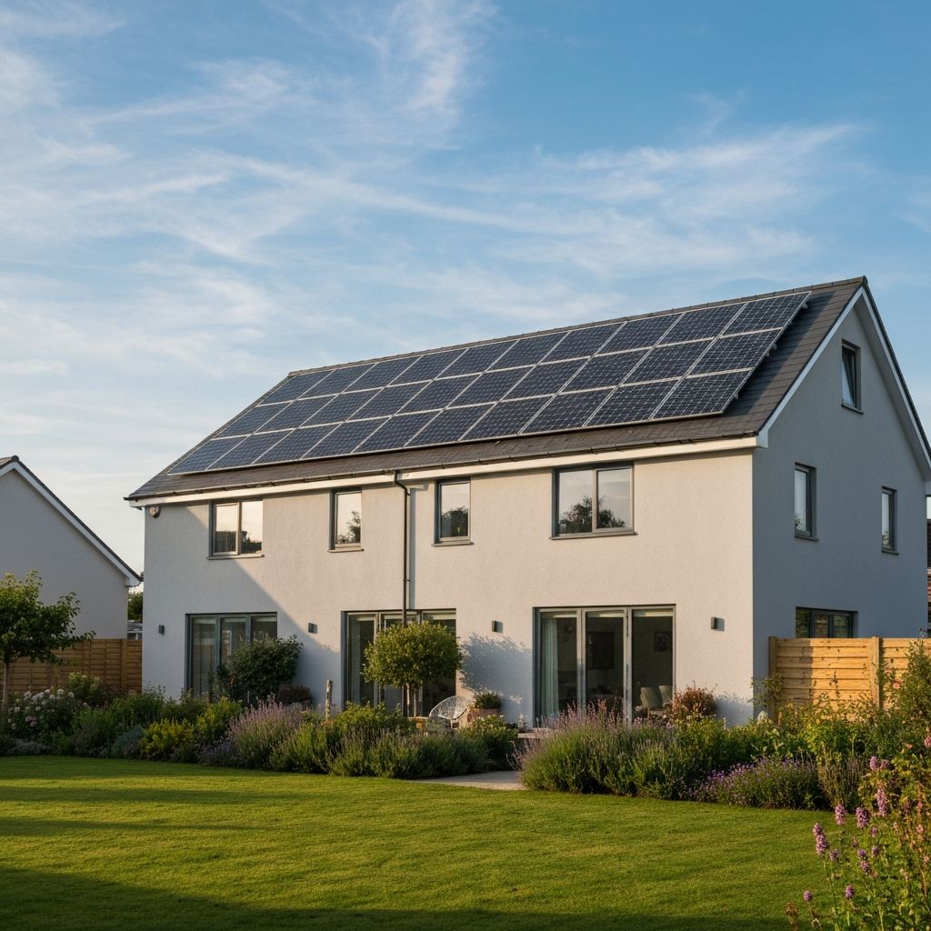 Modern UK home with solar panels and retrofit improvements
